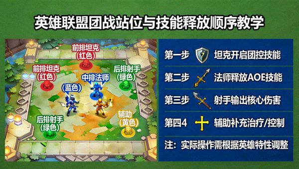 英雄联盟团战站位与技能释放顺序示意教学画面